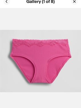 GapBody Organic Stretch Cotton Lace-Trim Hipster Panties Medium (Pink)